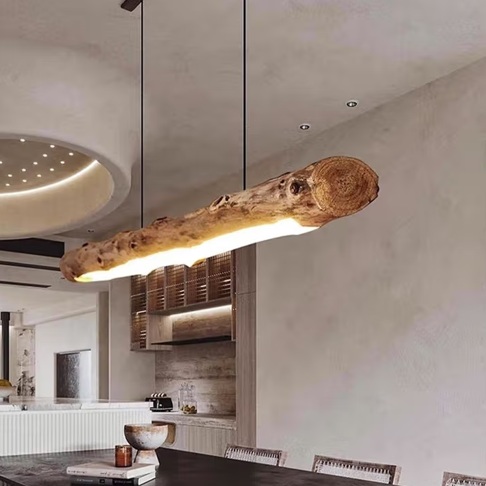 日式复古原木创意餐厅吧台灯