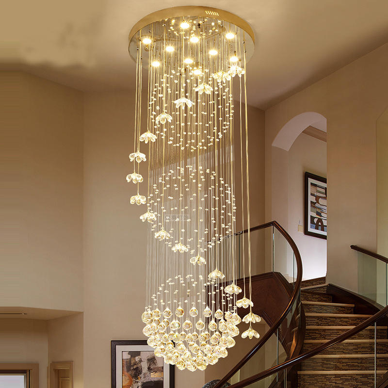 Rotating duplex staircase long chandelier